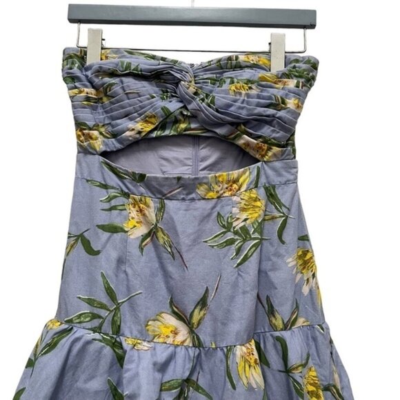 Amur Roxy Linen Blend Strapless Tiered Dress Women Size 2 - Picture 4 of 8